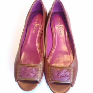 Cole Haan Vintage Nike Air Collab, tan/ magenta peep toe flats